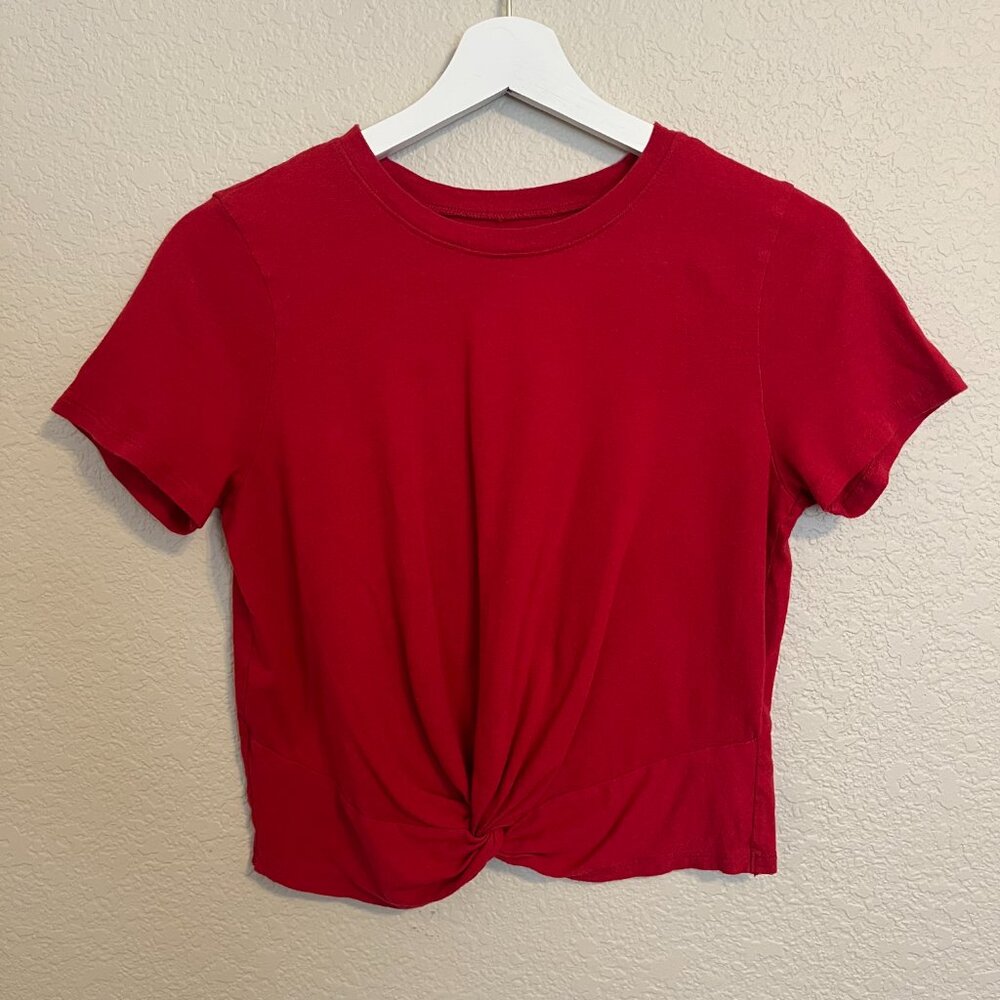 Hollister Red Cropped Short Sleeve Top Women Size S